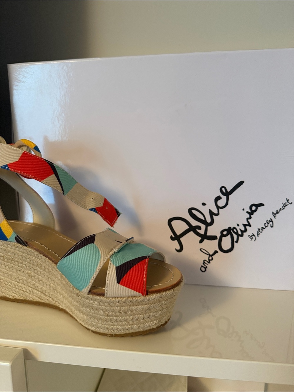 Alice + Olivia Multicolor Patterned Espadrille Wedges